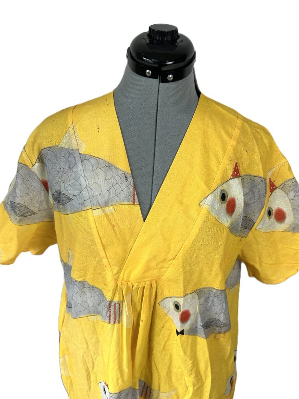 Fish Print Muumuu Dress M Yellow - Picture 5 of 6